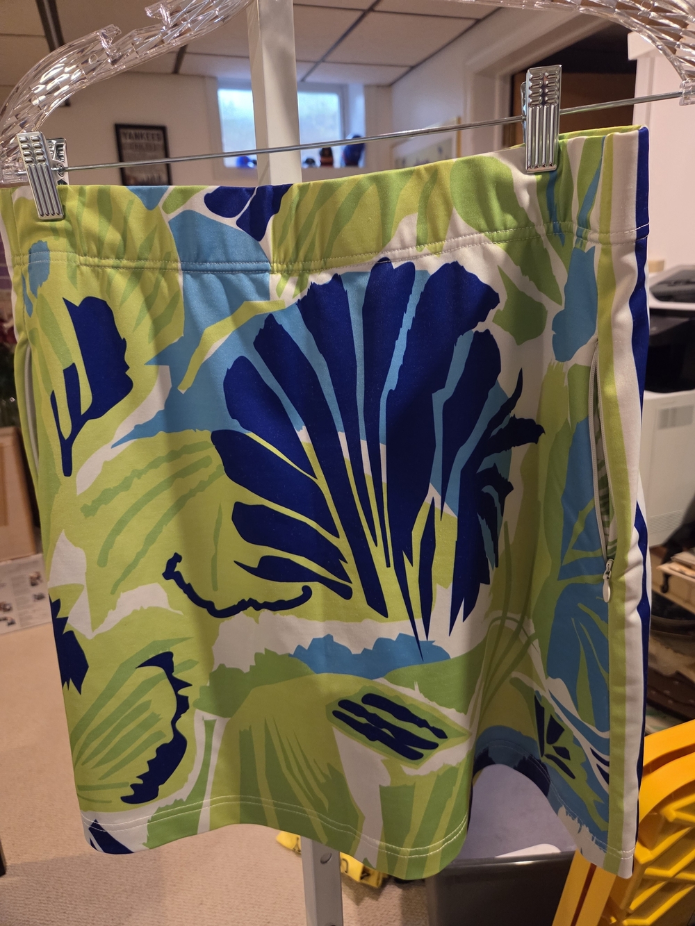 Gretchen Scott Lime & Blue Print Skirt - Picture 2 of 7